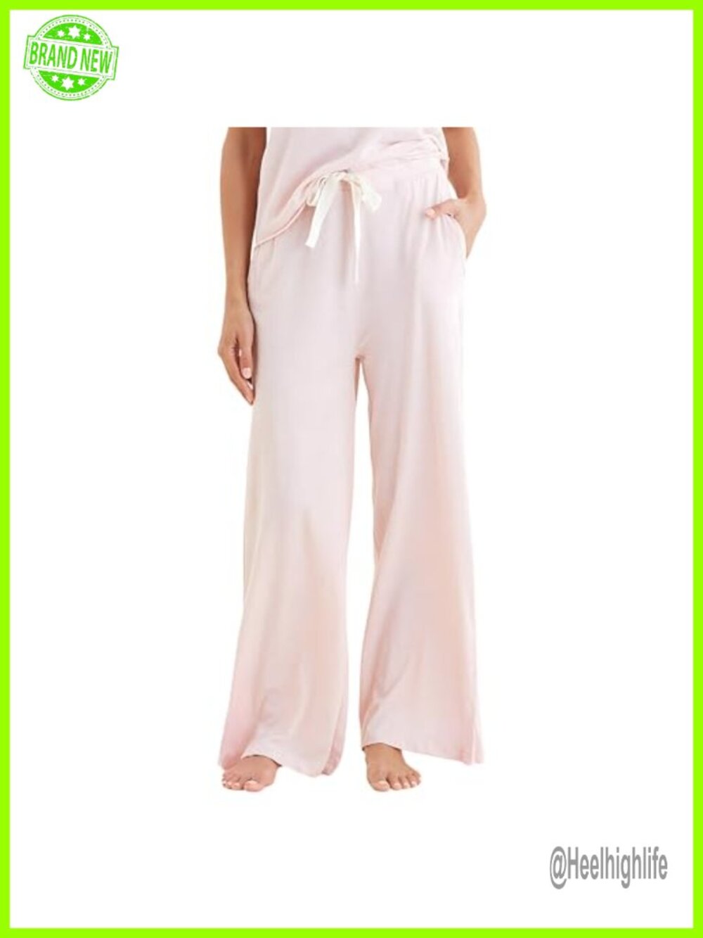 Organic Cotton Wide Leg Lounge Pants Drawcord Waist Sleepwear Bottoms
